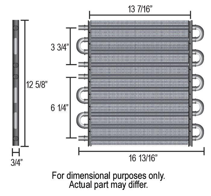 DERALE 4 & 6 Pass With X2 11/32" Barbs & X2 1/2" Barbs Dual Circuit Tube & Fin Cooler DP13302 Autofit