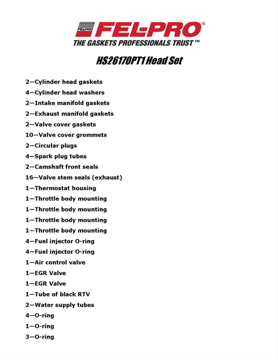 Fel-Pro Fel-Pro Head Gasket Sets HS 26170 PT-1 Autofit