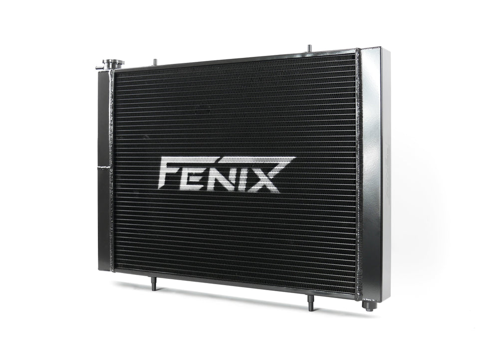 Fenix Cooling Performance Radiator Polished / With x1 Fenix 16" 120W Nissan Skyline & GTR R32 RB20 & RB25 & RB26 1988-1994 [Cross-Flow] Autofit