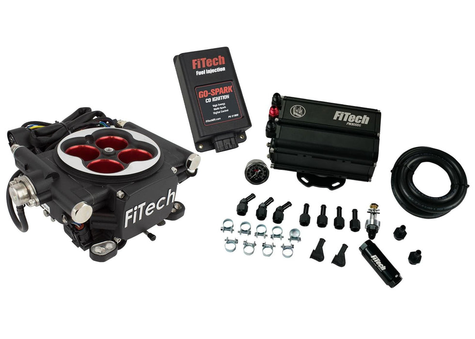 FiTech Fuel Injection FiTech Go EFI 4 Power Adder 600 HP Self-Tuning Fuel Injection System with Force Fuel System 35504 Autofit