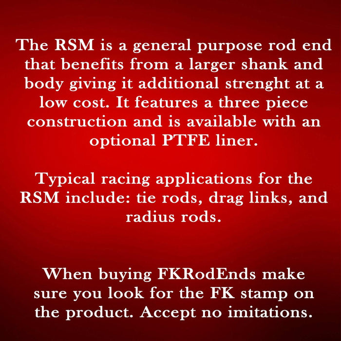 FK Rod Ends FK RSM Series Rod Ends RSM6 Autofit
