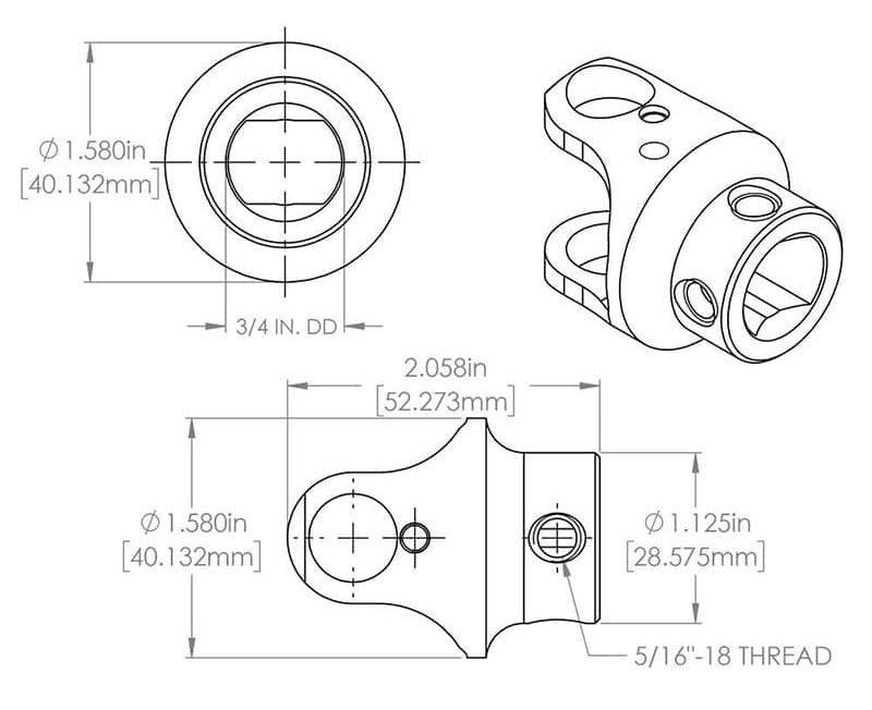 FLAMING 13/16"-36 x 3/4"DD Billet Universal Joint FR1719DD Autofit