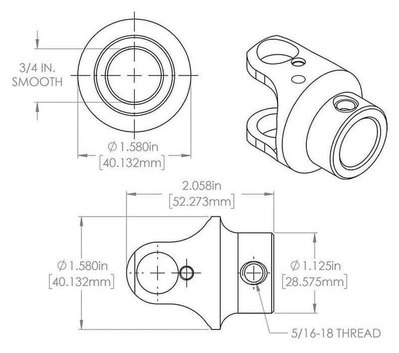 FLAMING 3/4"-36 x 3/4" Spline - Smooth Billet Universal Joint FR1702 Autofit