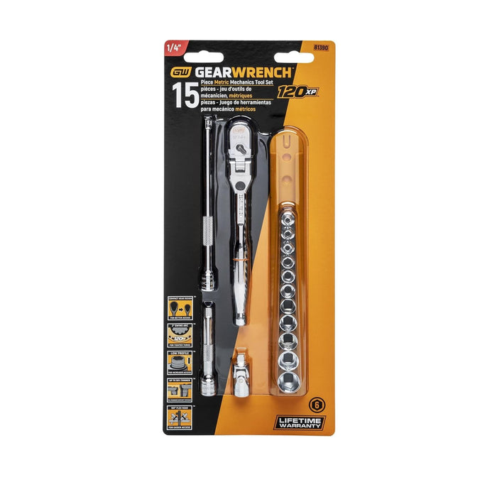 Gearwrench GearWrench 120XP Locking Flex Ratchet/Stubby Socket Mechanics Tool Sets 81390 Autofit