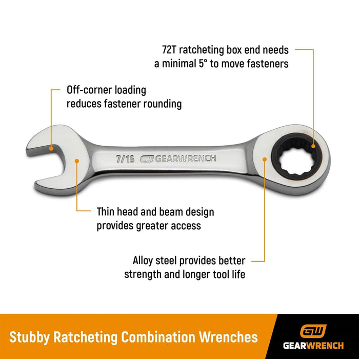 Gearwrench GearWrench Stubby Ratcheting Combination Wrench Sets 85206 Autofit