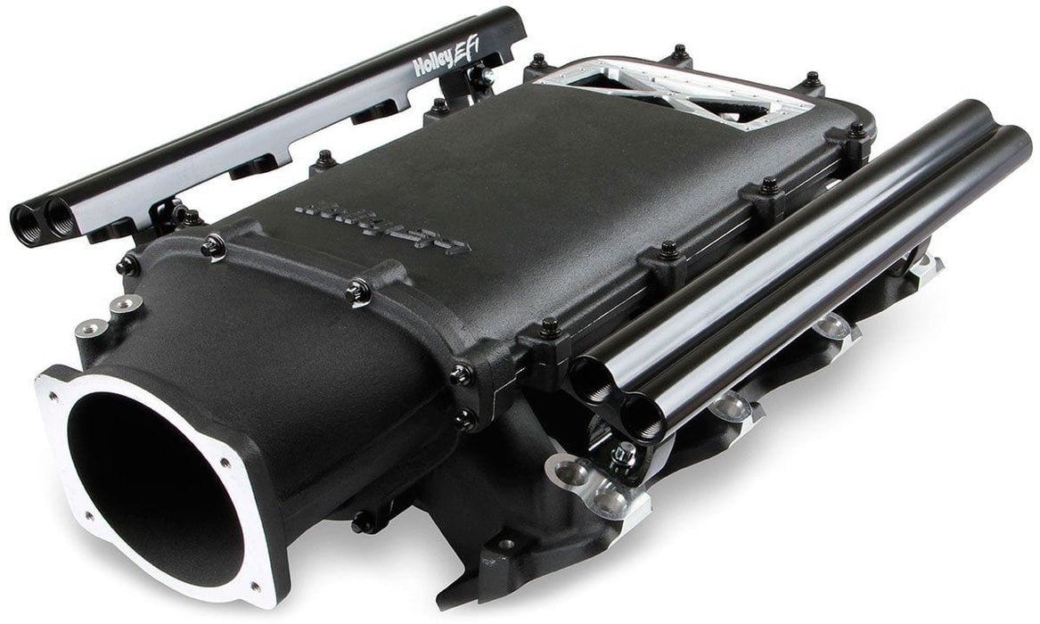 Holley Holley Holley Ultra Lo-Ram Manifold Kit, Black, Dual Injector with Burst Panel Flange (HO300-684BK) Autofit