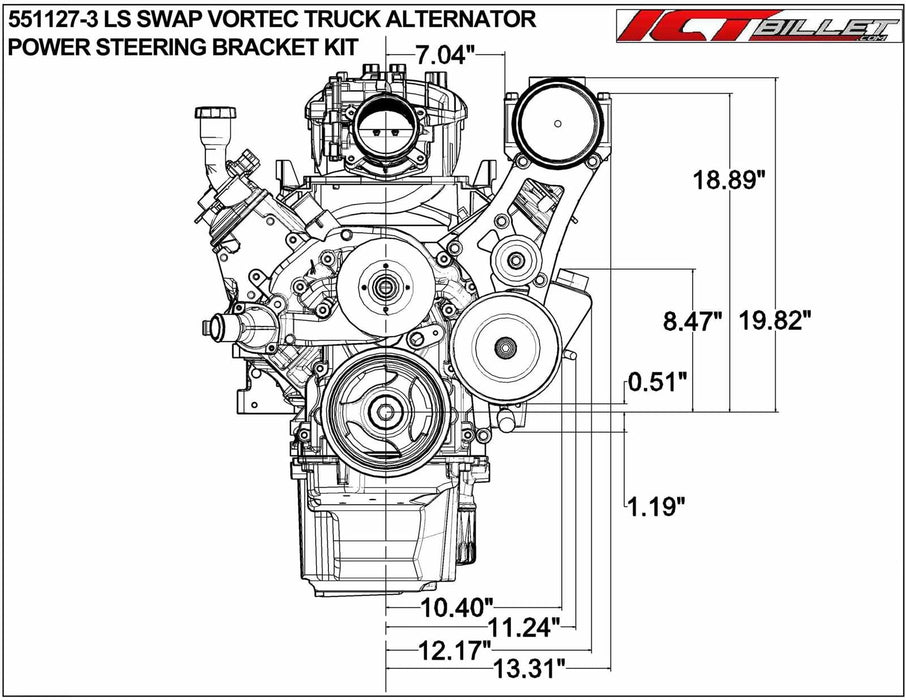 ICT Billet ICT Billet Air Conditioning Compressor and Power Steering Bracket Kits 551127-3 Autofit