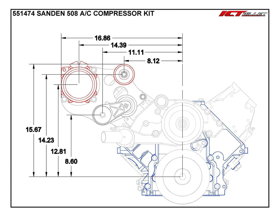 ICT Billet ICT Billet Air Conditioning Compressor Brackets 551474-2 Autofit