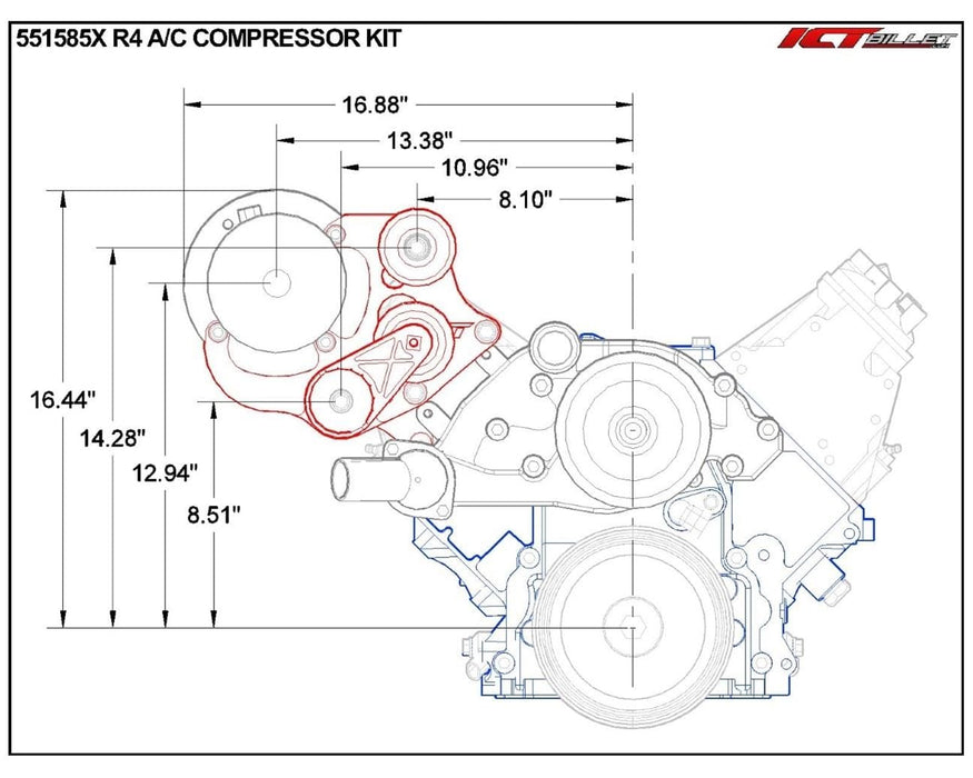ICT Billet ICT Billet Air Conditioning Compressor Brackets 551585X-3 Autofit