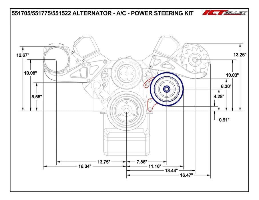 ICT Billet ICT Billet Air Conditioning Compressor Brackets 551775 Autofit