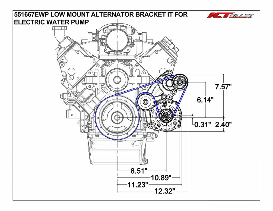 ICT Billet ICT Billet Alternator Brackets 551667EWP-1 Autofit