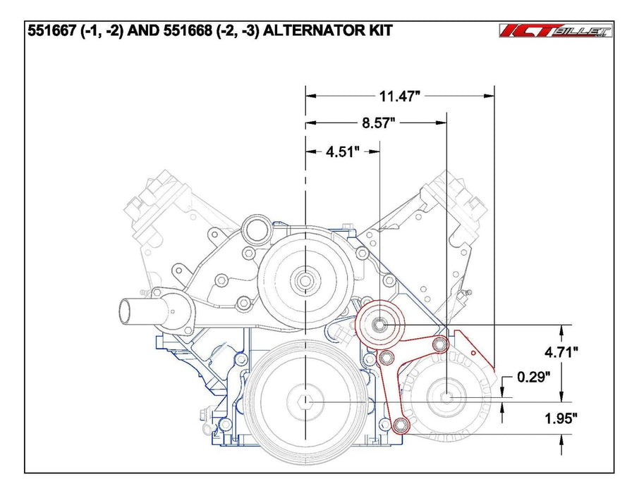 ICT Billet ICT Billet Alternator Brackets 551668-3 Autofit