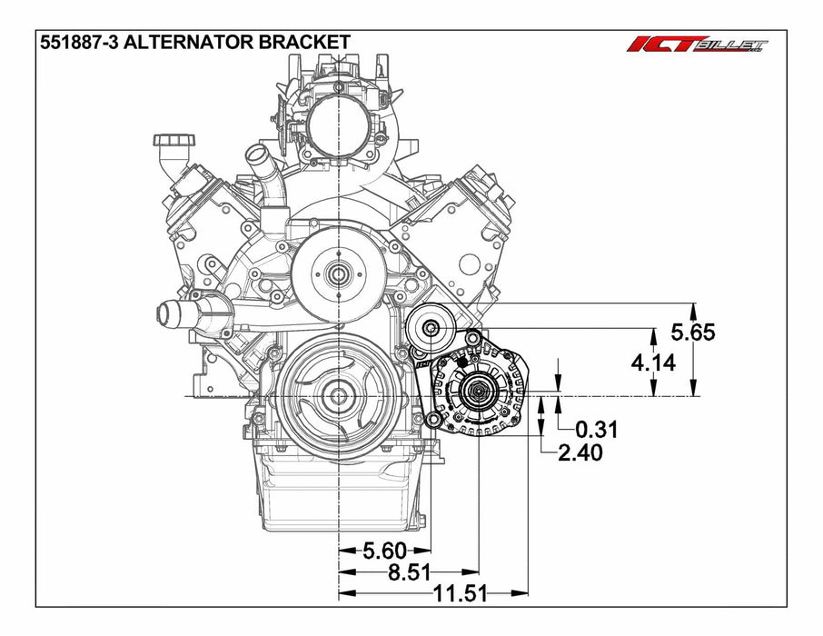 ICT Billet ICT Billet Alternator Brackets 551887-3 Autofit