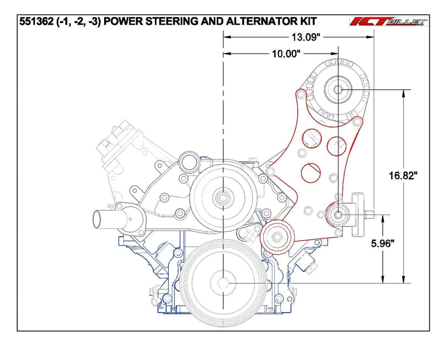 ICT Billet ICT Billet Alternator/Power Steering Bracket Kits 551362-3 Autofit