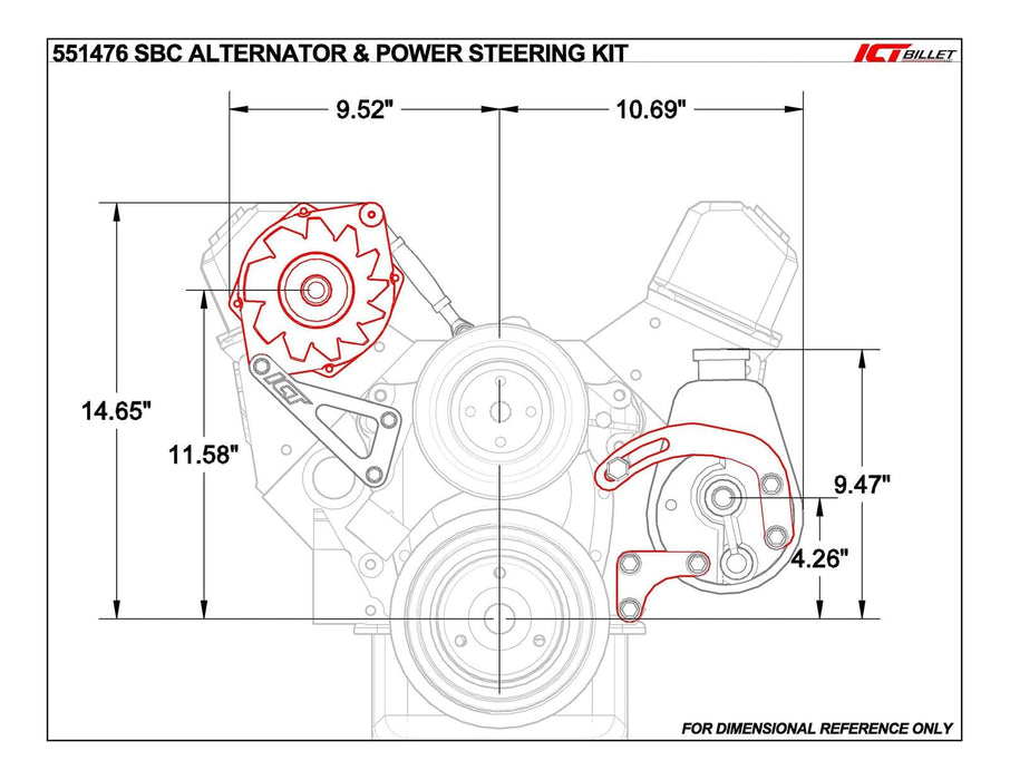 ICT Billet ICT Billet Alternator/Power Steering Bracket Kits 551476 Autofit