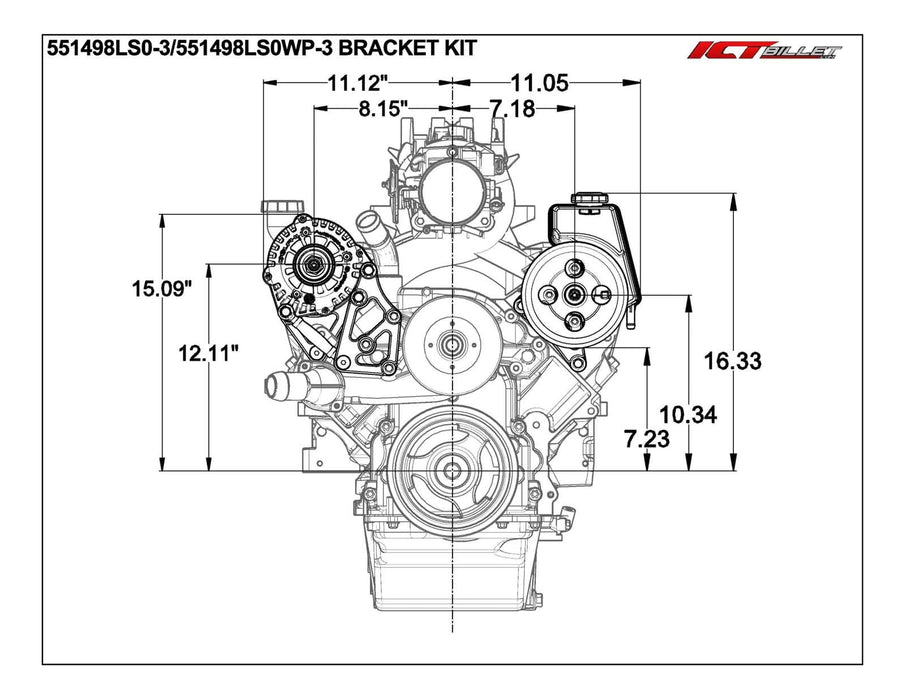 ICT Billet ICT Billet Alternator/Power Steering Bracket Kits 551498LS0-3 Autofit