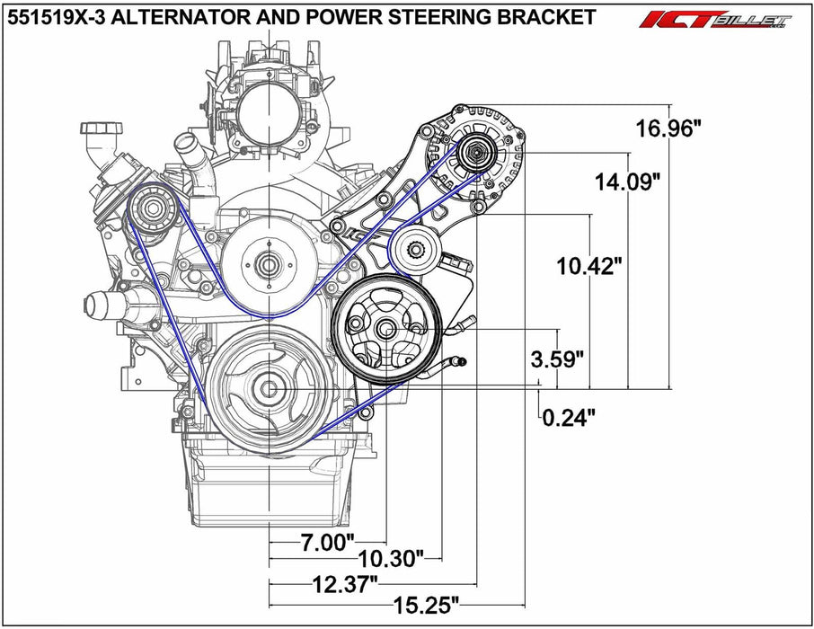 ICT Billet ICT Billet Alternator/Power Steering Bracket Kits 551519X-3 Autofit