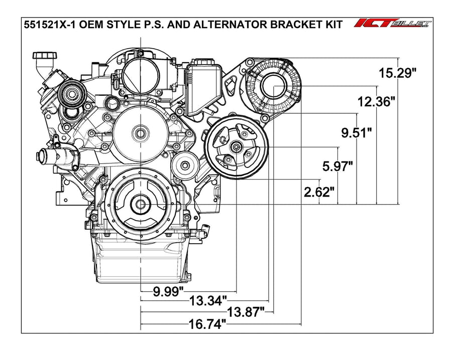 ICT Billet ICT Billet Alternator/Power Steering Bracket Kits 551521X-3 Autofit