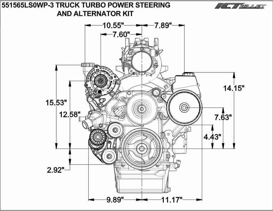 ICT Billet ICT Billet Alternator/Power Steering Bracket Kits 551565LS0WP-3 Autofit