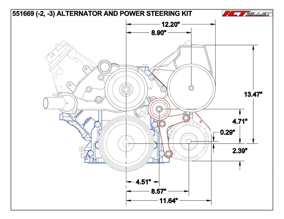 ICT Billet ICT Billet Alternator/Power Steering Bracket Kits 551669-2 Autofit