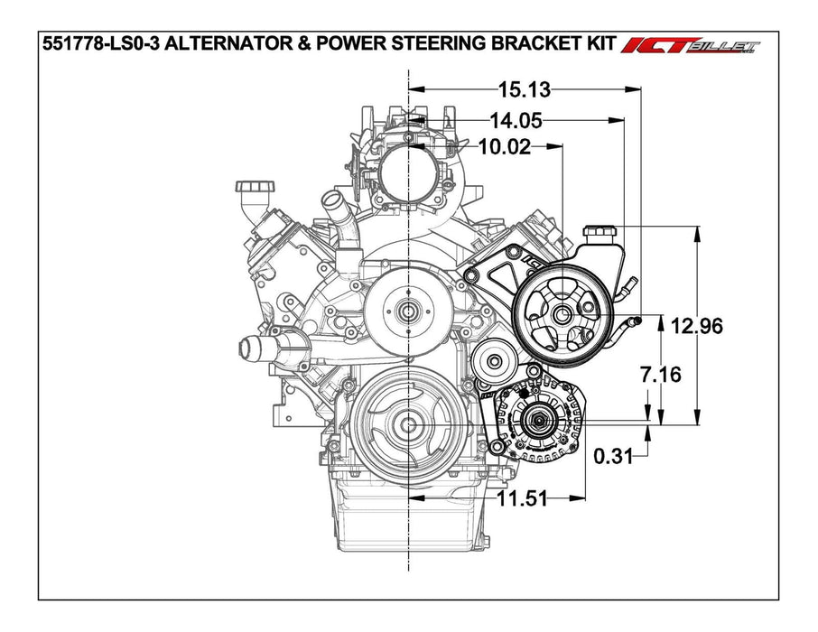 ICT Billet ICT Billet Alternator/Power Steering Bracket Kits 551778LS0-3 Autofit