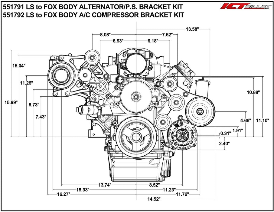 ICT Billet ICT Billet Alternator/Power Steering Bracket Kits 551791-3 Autofit