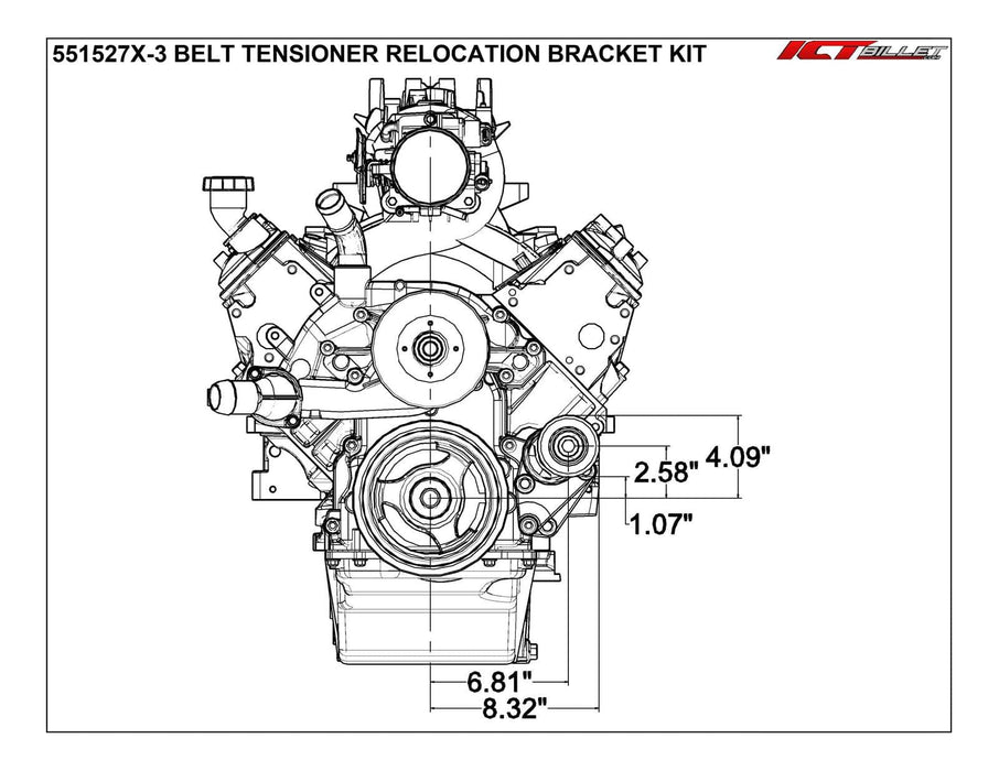 ICT Billet ICT Billet Belt Tensioner Relocation Bracket Kits 551527X-3 Autofit