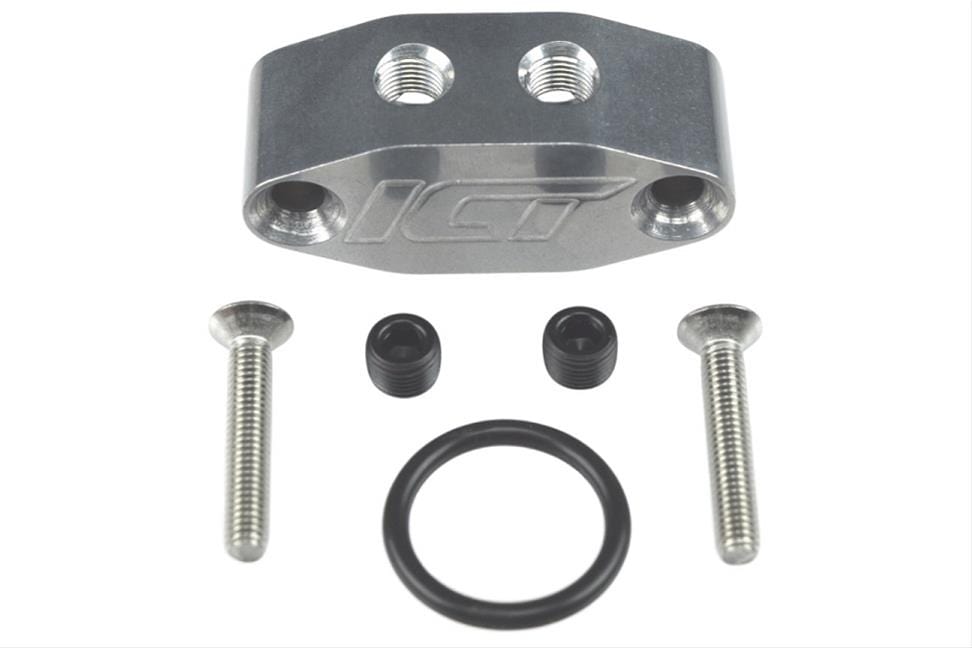 ICT Billet ICT Billet Dual Outlet Oil Feed 90 Degree Adapter Plates 551533 Autofit