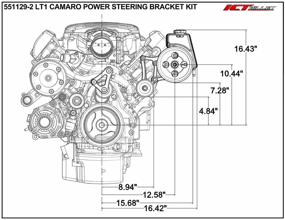ICT Billet ICT Billet Power Steering Brackets 551129-2 Autofit