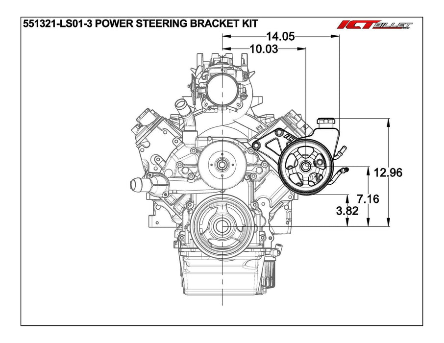 ICT Billet ICT Billet Power Steering Brackets 551321-LS01-3 Autofit