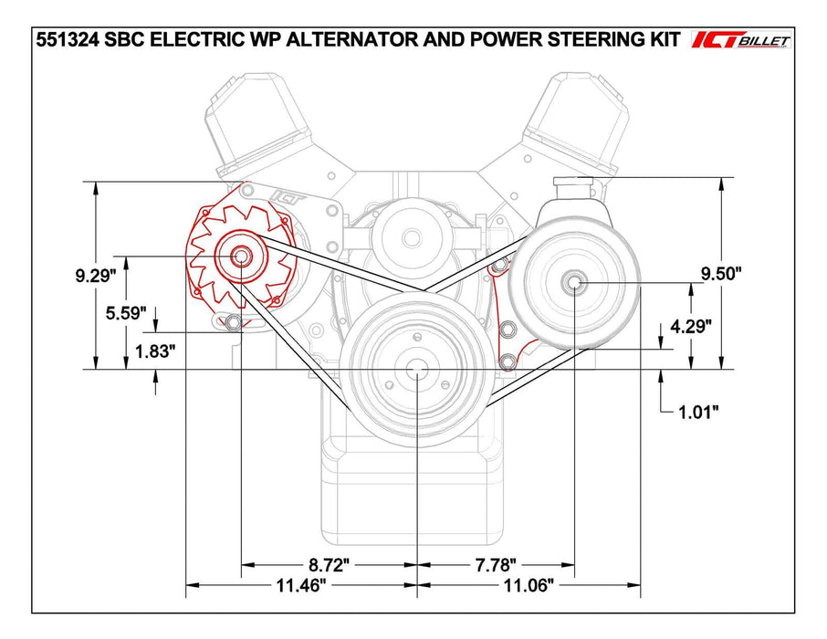 ICT Billet ICT Billet Power Steering Brackets 551360 Autofit