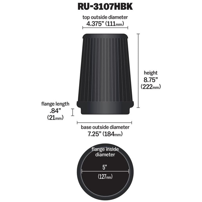 K&N K&N Black Series Synthetic Air Filter Elements RU-3107HBK Autofit