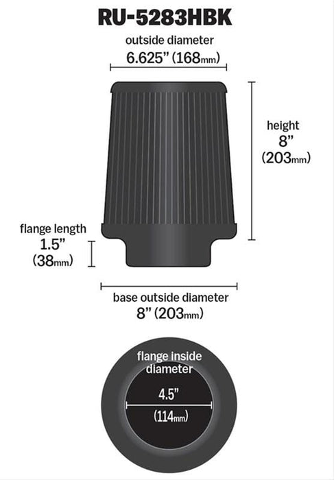 K&N K&N Black Series Synthetic Air Filter Elements RU-5283HBK Autofit