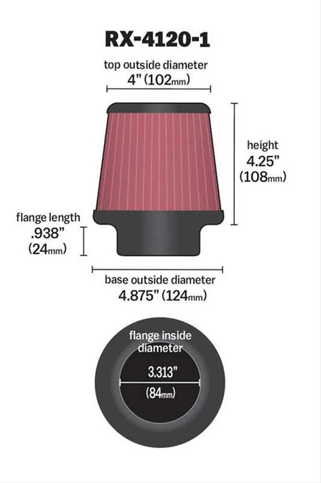 K&N K&N Custom Air Filter Assemblies RX-4120-1 Autofit