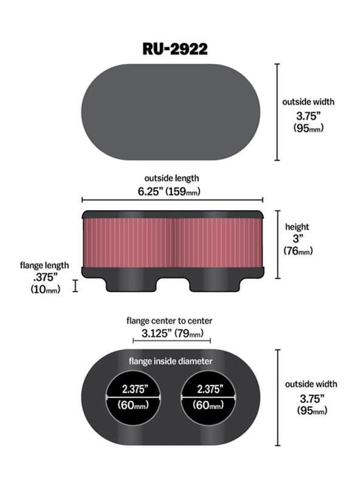 K&N K&N Powersports Performance Air Filters RU-2922 Autofit