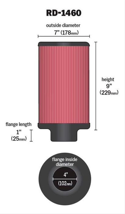 K&N K&N Universal Performance Air Filters RD-1460 Autofit