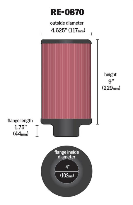 K&N K&N Universal Performance Air Filters RE-0870 Autofit