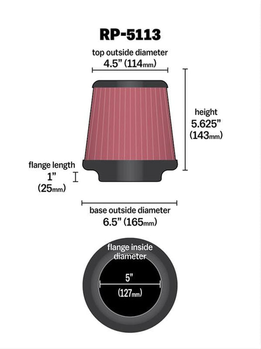 K&N K&N Universal Performance Air Filters RP-5113 Autofit