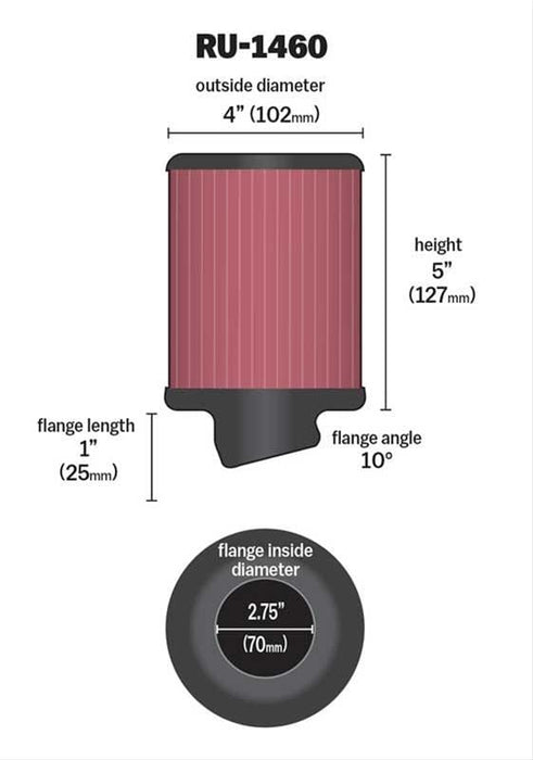 K&N K&N Universal Performance Air Filters RU-1460 Autofit