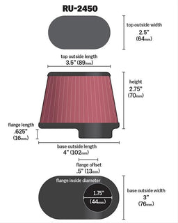 K&N K&N Universal Performance Air Filters RU-2450 Autofit