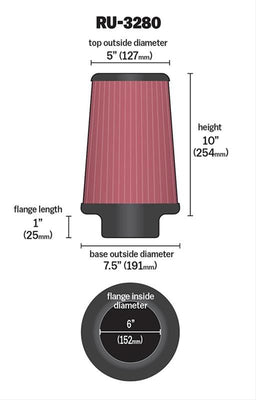 K&N K&N Universal Performance Air Filters RU-3280 Autofit