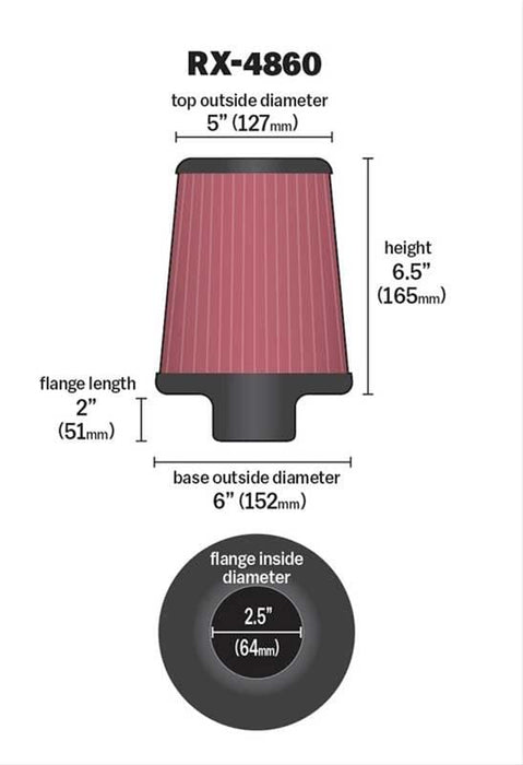 K&N K&N Universal Performance Air Filters RX-4860 Autofit