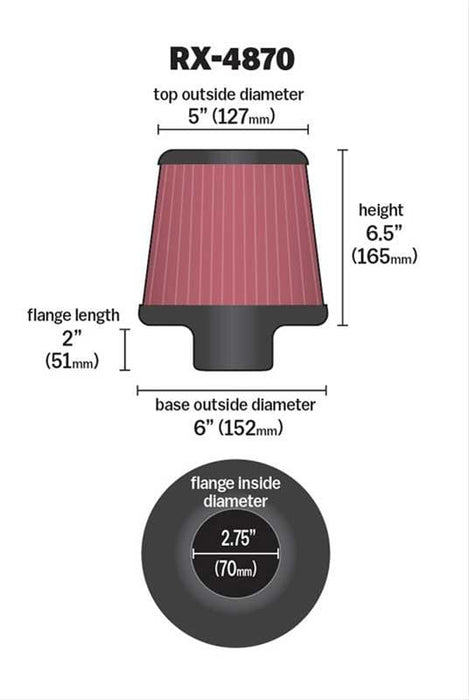 K&N K&N Universal Performance Air Filters RX-4870 Autofit