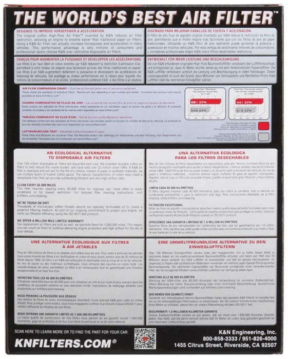 K&N K&N Washable Lifetime Performance Air Filters 33-5080 Autofit