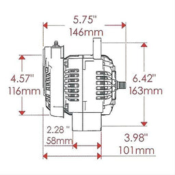 POWERMAST 100 Amps, 16 Volt, With No Pulley, 118mm Size Black GM Denso Style Race Alternator PM8136 Autofit