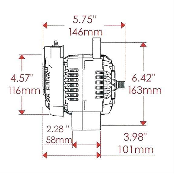 POWERMAST 100 Amps, 16 Volt, With No Pulley, 118mm Size Black GM Denso Style Race Alternator PM8136 Autofit