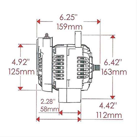 POWERMAST 150 Amps, 16 Volt, With No Pulley, 118mm Size Black GM Denso Style Race Alternator PM8146 Autofit