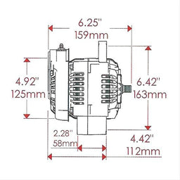 POWERMAST 180 Amps, 16 Volt, With No Pulley, 118mm Size Black GM Denso Style Race Alternator PM8156 Autofit