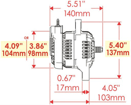POWERMAST 55 Amps, 12 Volt, With No Pulley, 93mm Size Black GM Denso Style Race Alternator PM8162 Autofit