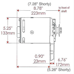 POWERMAST Suit Ford Flathead 1939-48, 75 AMP, Single V-Belt Pulley "Shorty" 1-1 Black PowerGEN Alternator PM82013 Autofit